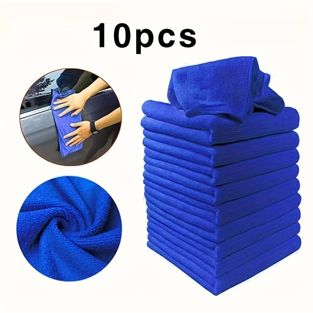 10pcs Microfiber Cleaning Towels For Cars, Motorcycles & Glass – Blue, Non-electric, Handheld Cleaning Tools Boating Shop Online at Dubai Trades 2