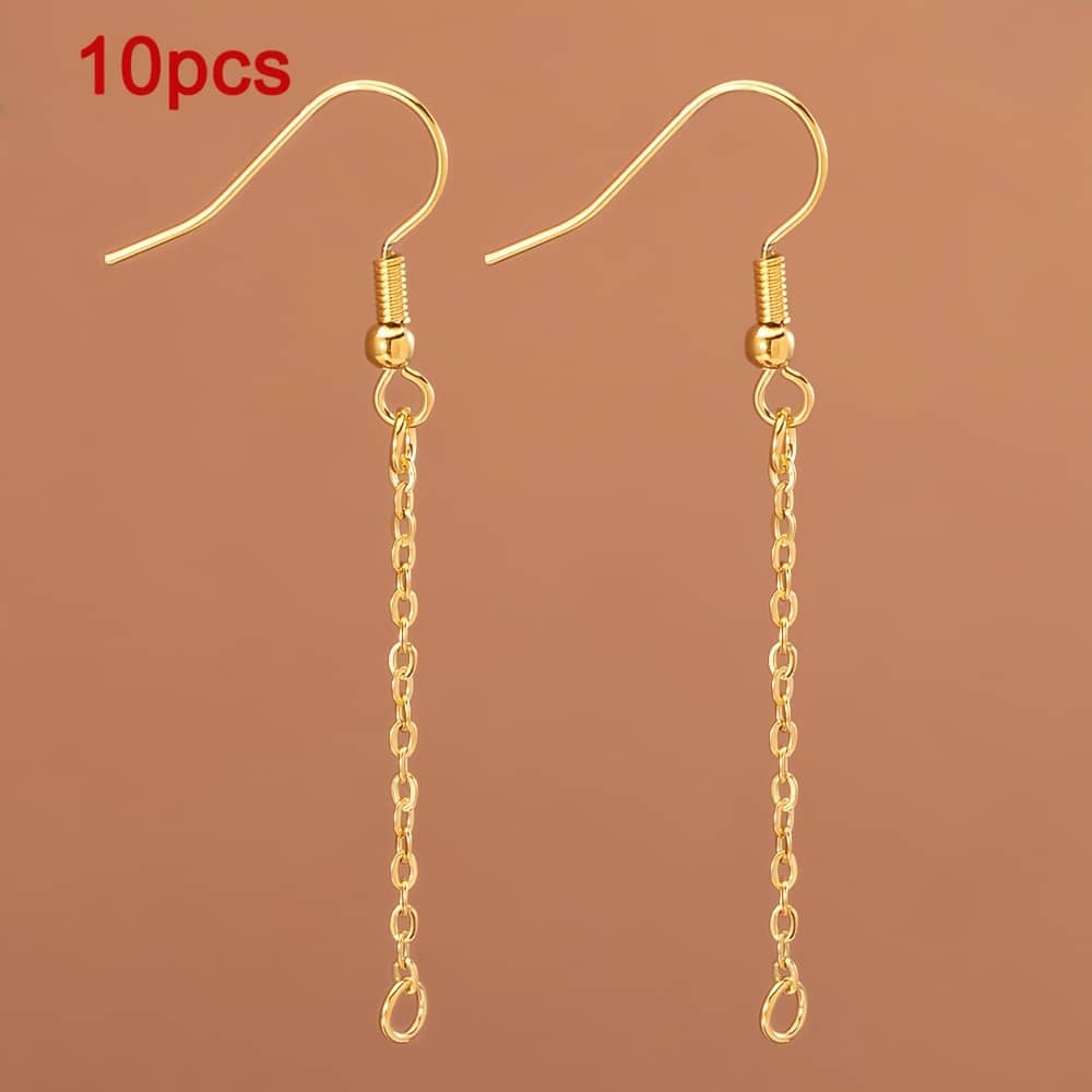 10pcs Stainless Steel Earring Hooks Drop Earring Wires With Connector Ring Ear Hooks Wire Accessories For Making Supplies Arts, Crafts & Sewing Shop Online at Dubai Trades 2