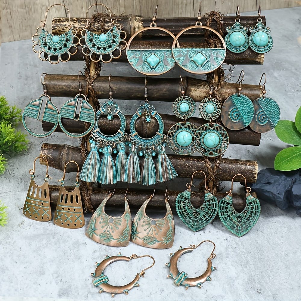 11 Pairs/ Set Vintage Dangle Earrings Retro Zinc Alloy Jewelry Daily Casual Accessories Clothing, Shoes & Jewelry Shop Online at Dubai Trades 2