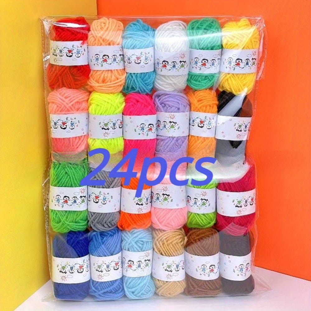 14/24pcs Vibrant Twisted Yarns In 14/24 Colors, Polyester Blend Diy Craft Yarns For Hand-woven Scarves, Hats, And Clothing Sewing Projects Arts, Crafts & Sewing Shop Online at Dubai Trades 2