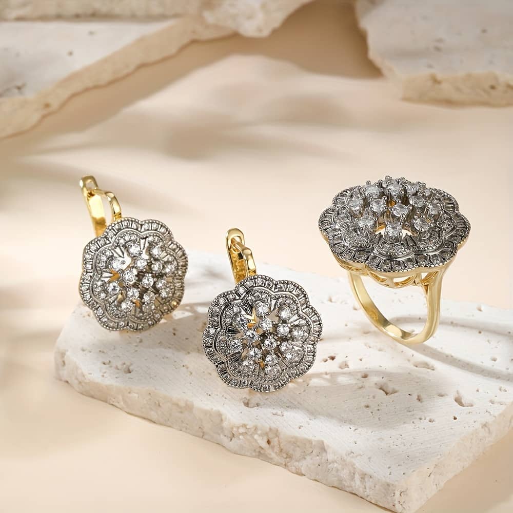 18k Plated Copper Shaped And Set With Synthetic Inlay For Women, Luxury Elegant -tone Jewelry For And Clothing, Shoes & Jewelry Shop Online at Dubai Trades 2