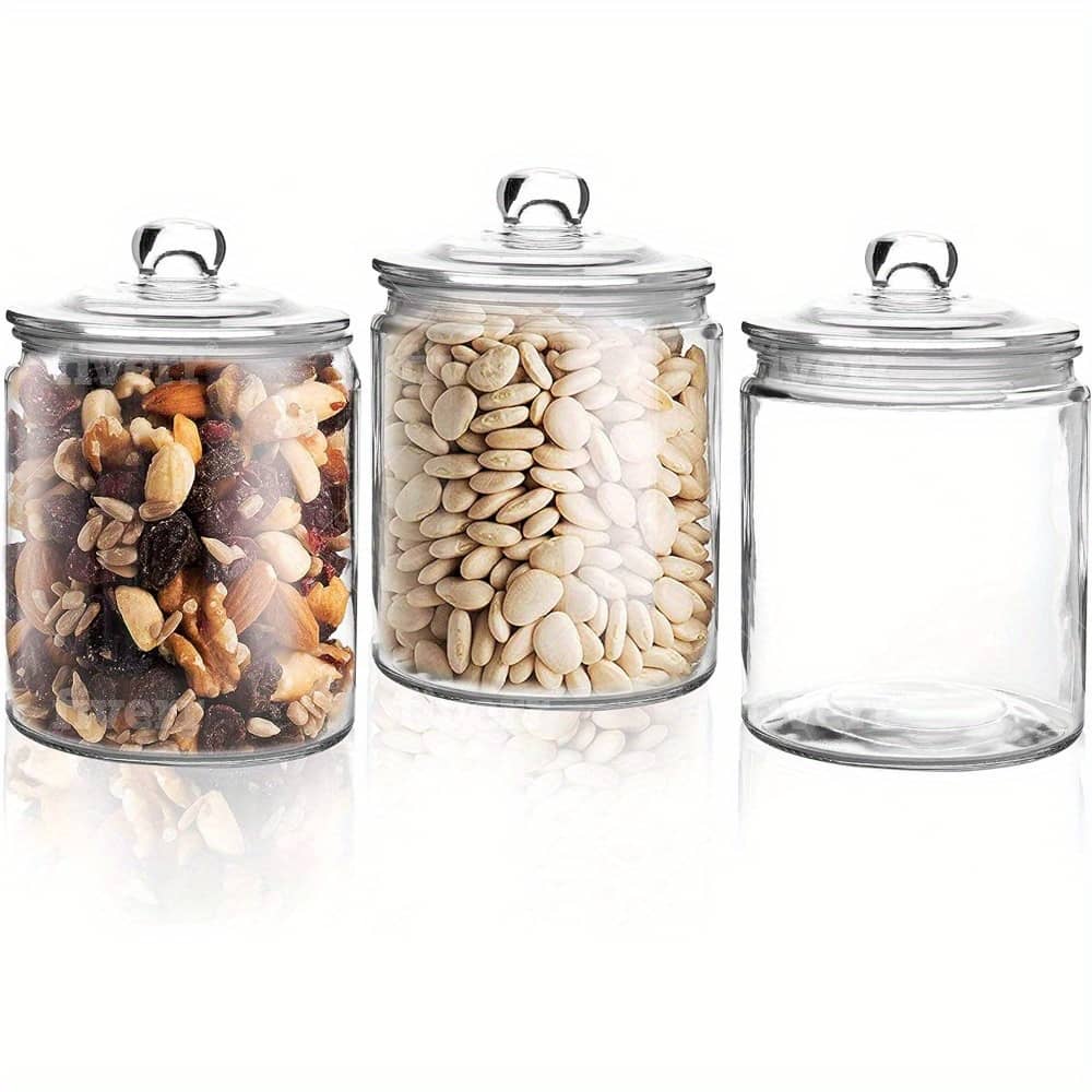 1l , 2l 2 Pack, Sealed Glass Cookie Jars For Flour, Pasta, Candy, Dog Food, Snacks, Etc. | Kitchen And Pantry Glass Storage Jars Food Jars & Canisters Shop Online at Dubai Trades 2