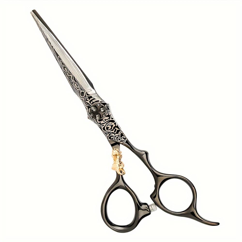 1pc Black Damascus Barber Scissors, Professional Hair Cutting Sicssors Thinning Shears, Hairdressing Tools Beauty & Personal Care Shop Online at Dubai Trades 2