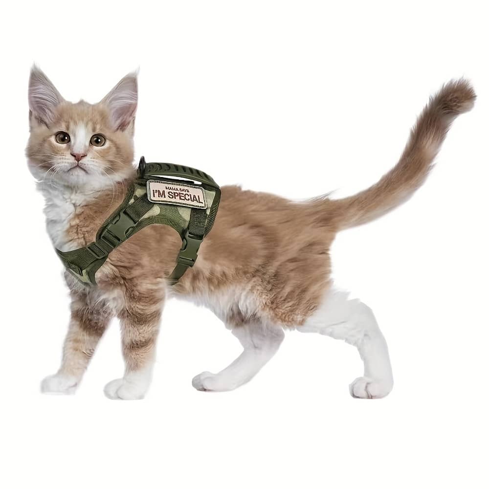 1pc Escape-proof Tactical Cat Harness For Outdoor Safe Walking, No-pull Service Cat Vest Soft Mesh Adjustable Pet Vest Harness With Control Handle Cats Shop Online at Dubai Trades 2