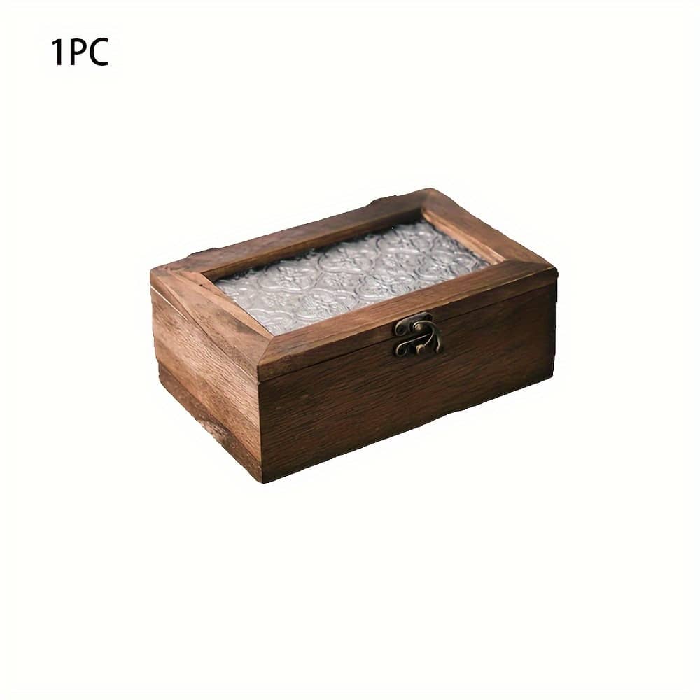 1pc Handmade Wooden Retro Storage Box, Household Tung Wood Dustproof Flip Jewelry Box, Desktop Storage Box For , Locking Wooden Storage Box Home & Kitchen Shop Online at Dubai Trades 2