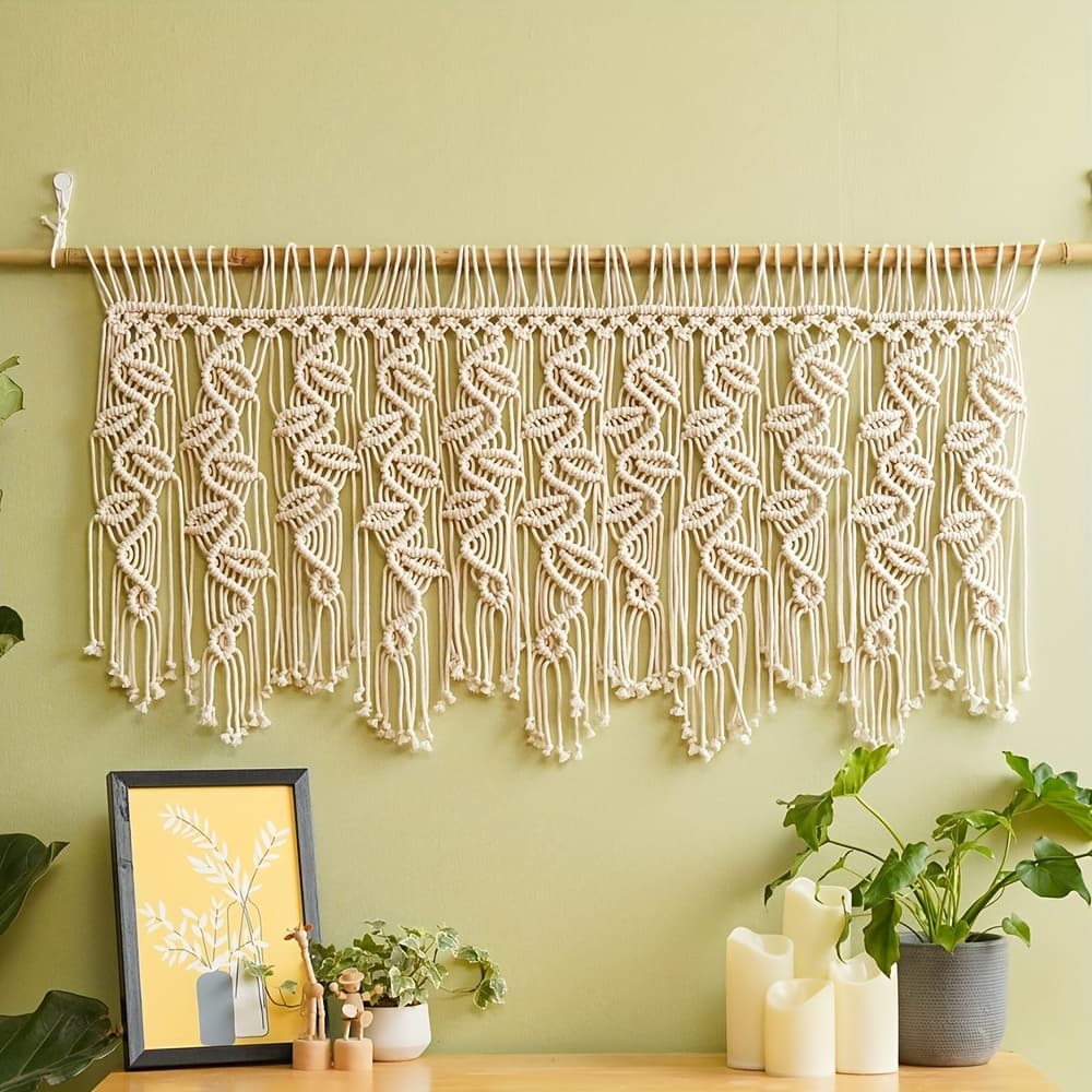 1pc Home Decoration Handmade Bohemian Style Macrame Tapestry Wall Hanging With Tassels Tapestry For Living Room Home Decor (excluding Wooden Poles) Home & Kitchen Shop Online at Dubai Trades 2