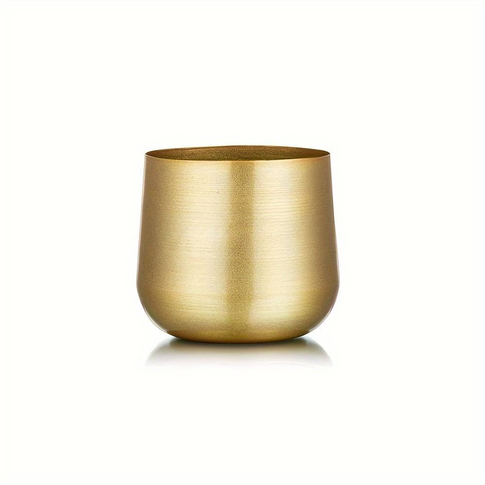 1pc Plant Pot, Golden Vase Metal Vase With Drainage Hole, Organizer Decorative Gifts For Wedding Indoor Room Balcony Decoration Floor Display Home & Kitchen Shop Online at Dubai Trades 2