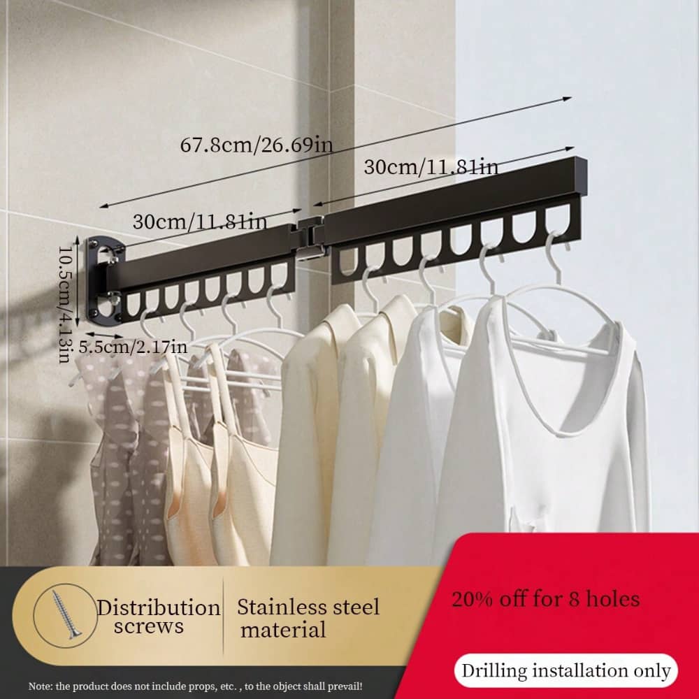 1pc Stainless Steel Folding Clothes Rack – Polished Finish, -mounted Design For & Indoor Use Business, Industry & Science Shop Online at Dubai Trades 2