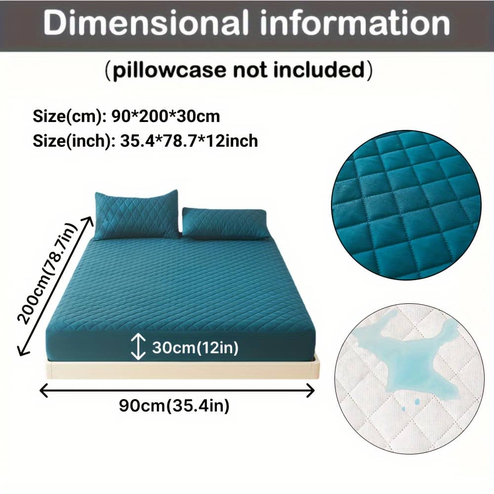 1pc Ultrasonic Quilted Thick Mattress Cover Without Pillowcase Non-slip Quiet Mattress Protector, Single/double Fitted Sheet, Blue/gray/green Bedding Shop Online at Dubai Trades 2