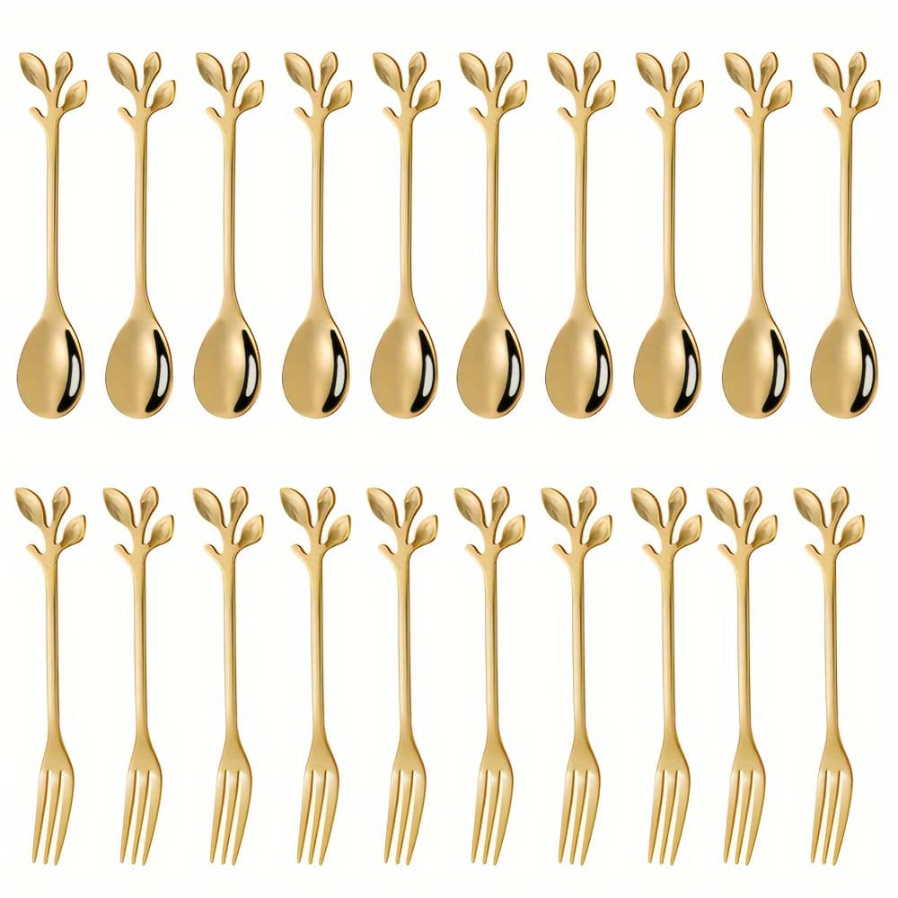 20pcs Elegant Stainless Steel Mini Forks & Coffee Spoons Set – , Rust-resistant, Easy To Clean | Appetizers, Desserts | Ideal For Home, Parties, Weddings Coffee Scoops Shop Online at Dubai Trades 2