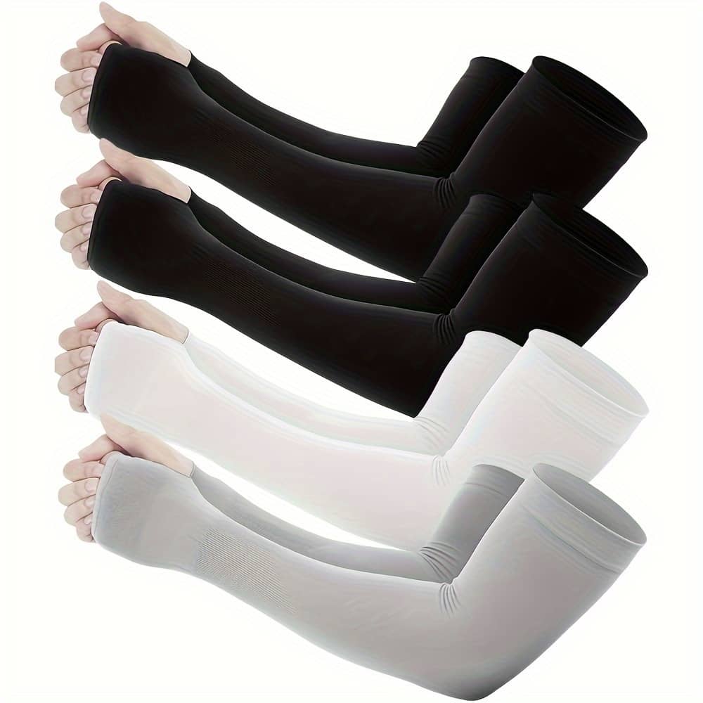 4 Pairs Of Sun Protection Cooling Arm Sleeves With Thumb Holes For Men And Women, Suitable For Golf Basketball Cycling Fishing Driving Jogging Gloves Shop Online at Dubai Trades 2