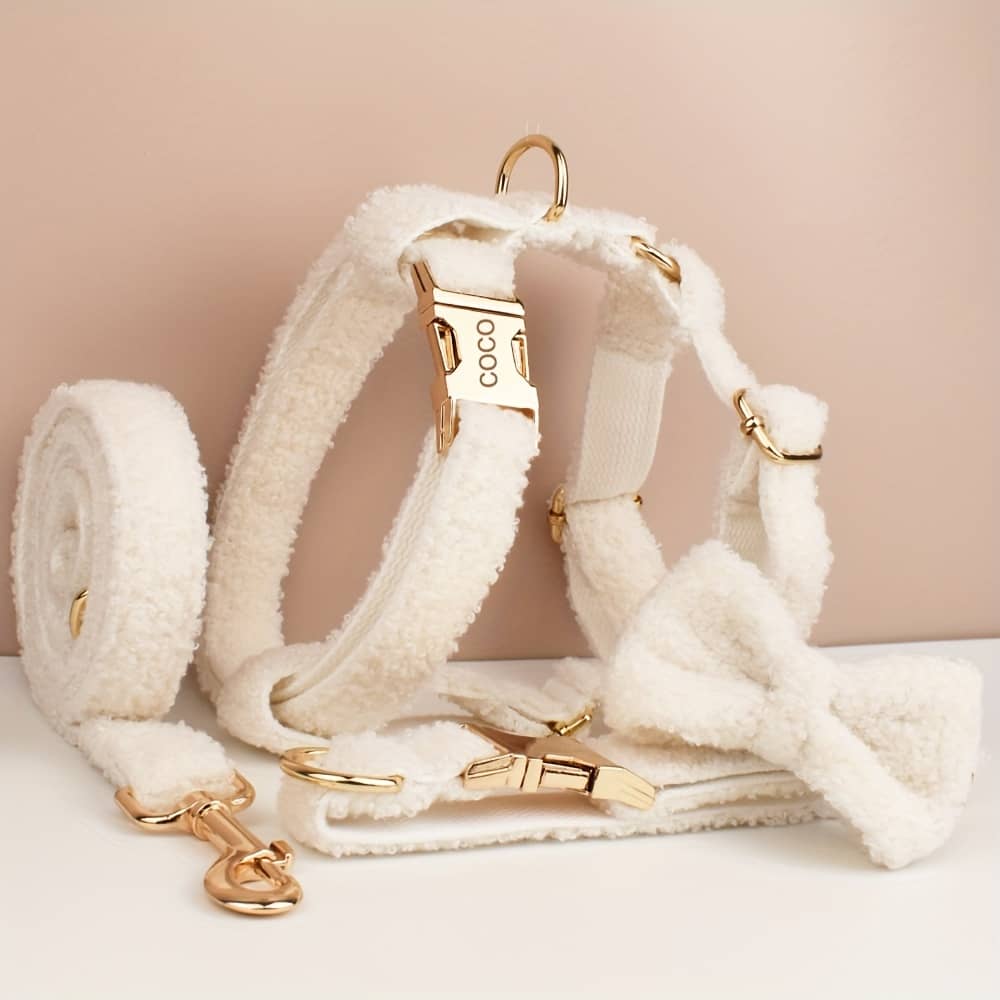 4pcs Personalized Adjustable Dog Collar With Metal Buckle, Dog Leash, Bow Tie Dog Collar, Soft And Comfortable Adjustable Collar, Engraved With Words Collars, Harnesses & Leashes Shop Online at Dubai Trades 2