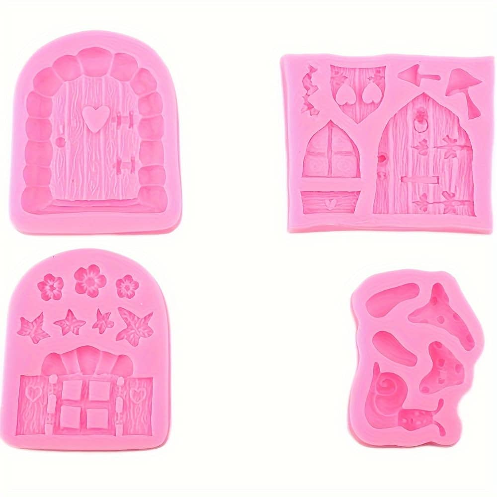4pcs Vintage Fairy Garden Fairy Gnome Home Door Snail Silicone Chocolate Fondant Molds Crafting Polymer Clay Cake Decorating Bakeware Shop Online at Dubai Trades 2