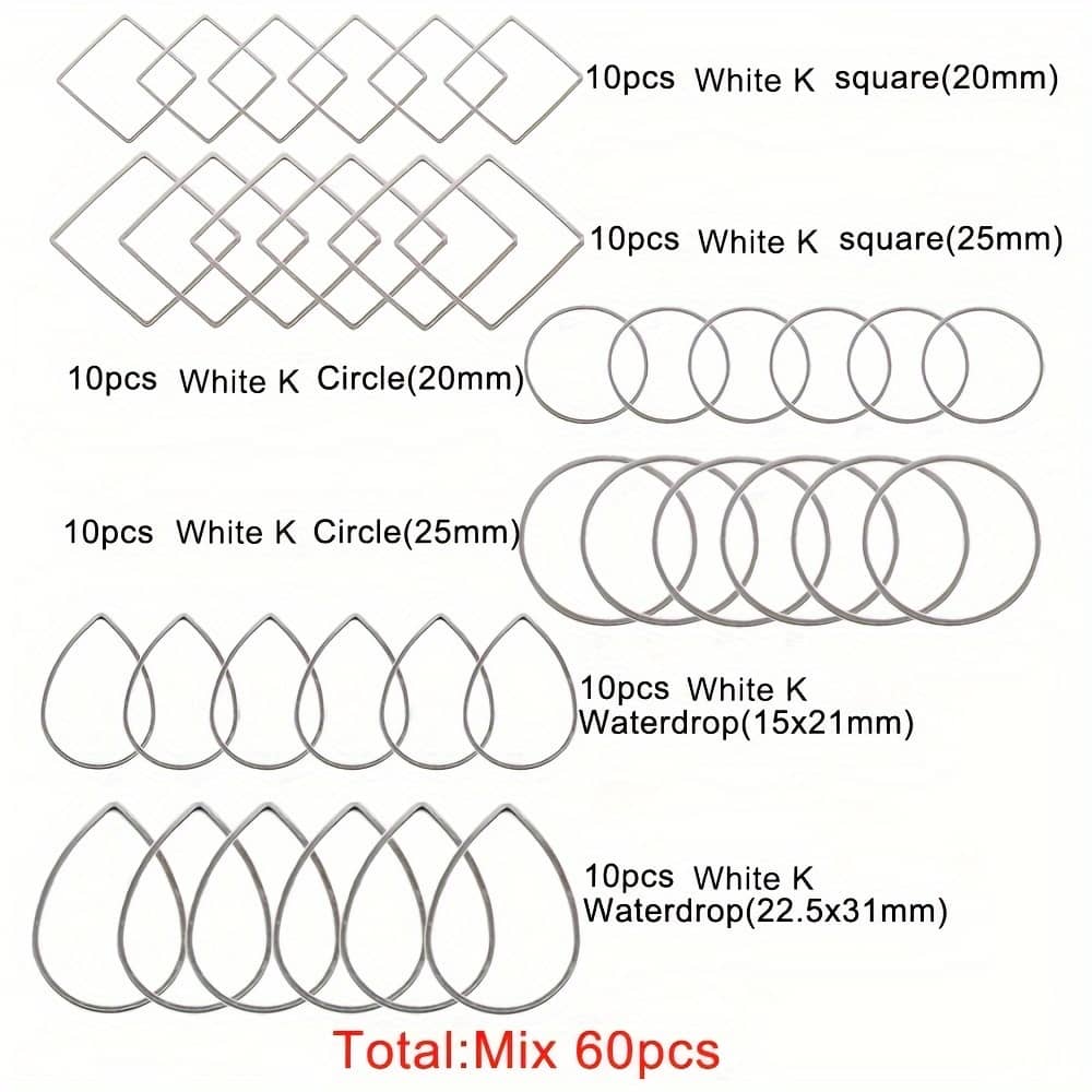 60pcs Copper Earring Making Kit – Assorted Sizes With Square, & Hoops For Crafting, Hoop, Connectors Clothing, Shoes & Jewelry Shop Online at Dubai Trades 2