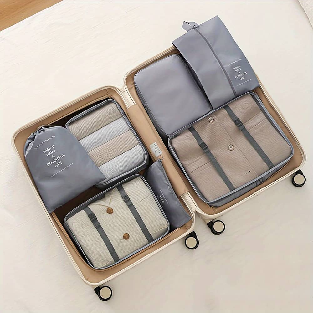 7pcs Travel Storage Bag Set Digital Wash And Makeup Dispensing Storage Pack Clothes Shoes Luggage Travel Organizer Clothing, Shoes & Jewelry Shop Online at Dubai Trades 2