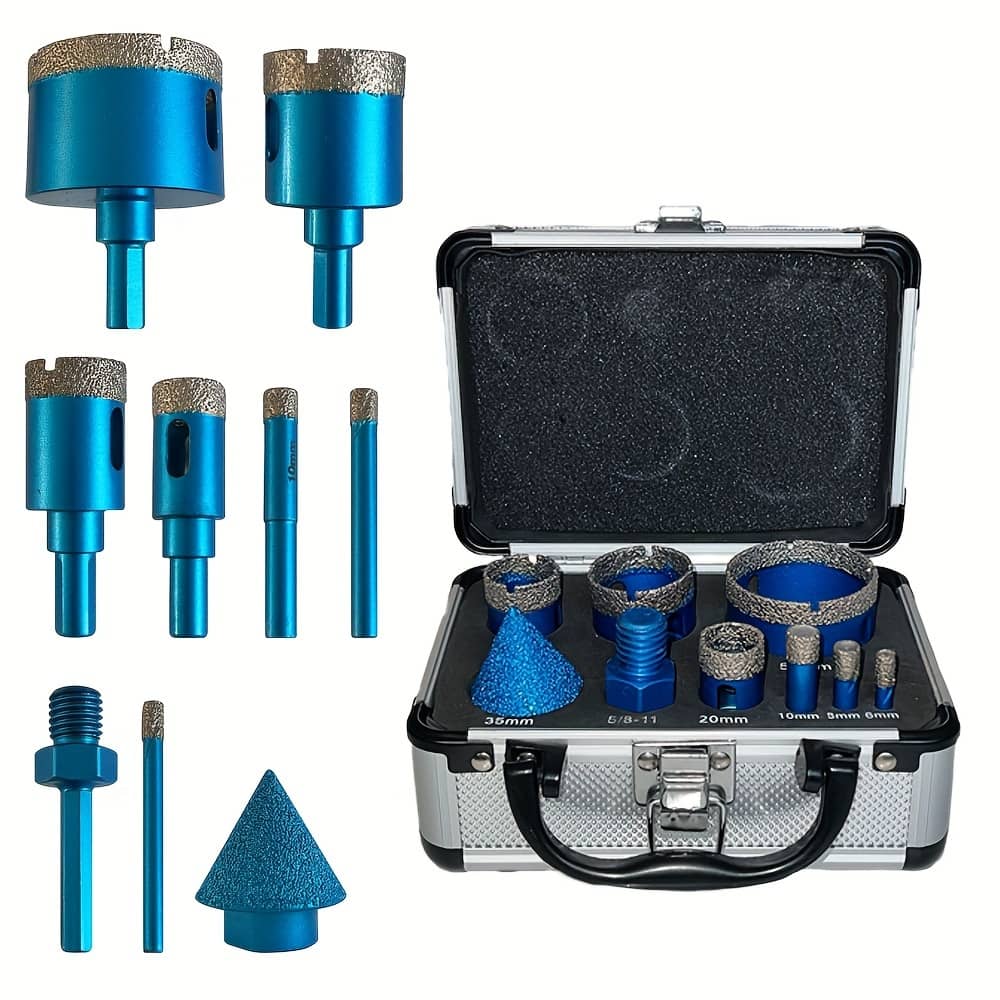 9pcs Factory Wholesale Set Of Soldering Dry Drilling Heads For Hole Opening, All-ceramic, Tile, Granite, Marble Drilling Hand Tools Shop Online at Dubai Trades 2