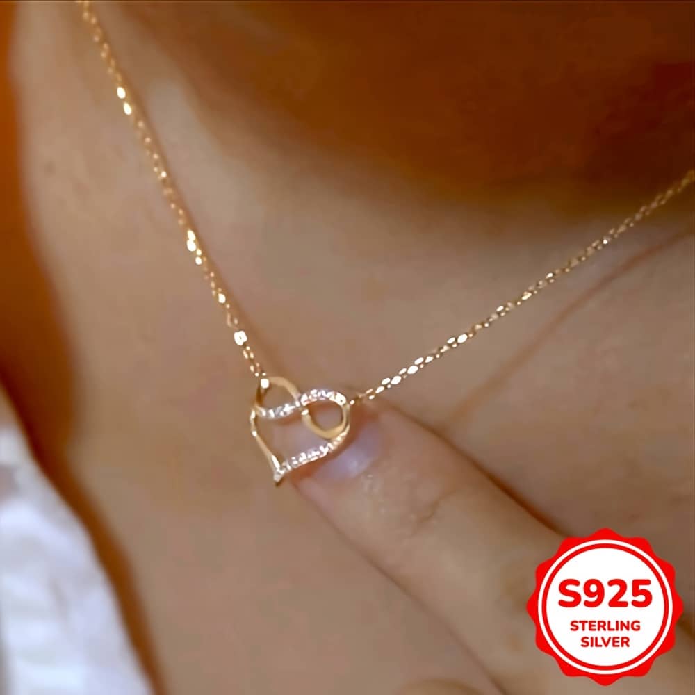 A Delicate And Stylish S925 Silver Heart-shaped Zirconia Necklace With Infinite Luck 8-character Collarbone Chain Design, A Sense For Women’s Jewelry Gifts. Clothing, Shoes & Jewelry Shop Online at Dubai Trades 2