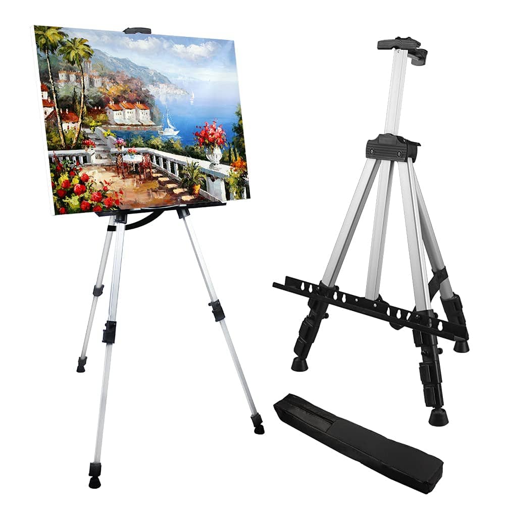 Artist Easel Stand, Metal Tripod Adjustable Easel For Painting Canvases Height From 17 To 66 Inch, Carry Bag For Table-top/floor Drawing And Displaying Arts, Crafts & Sewing Shop Online at Dubai Trades 2