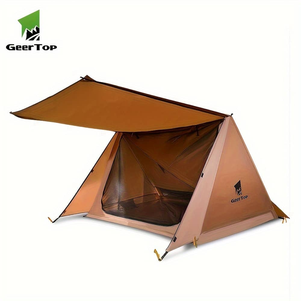 Geertop 2-person Waterproof Tent – Pole-free Shelter For Camping, Hiking & Backpacking, Brown, 3.3 Lbs, 7x5ft, Survival Shelter With Mesh Ventilation System, Camping Accessories Camping & Hiking Shop Online at Dubai Trades 2