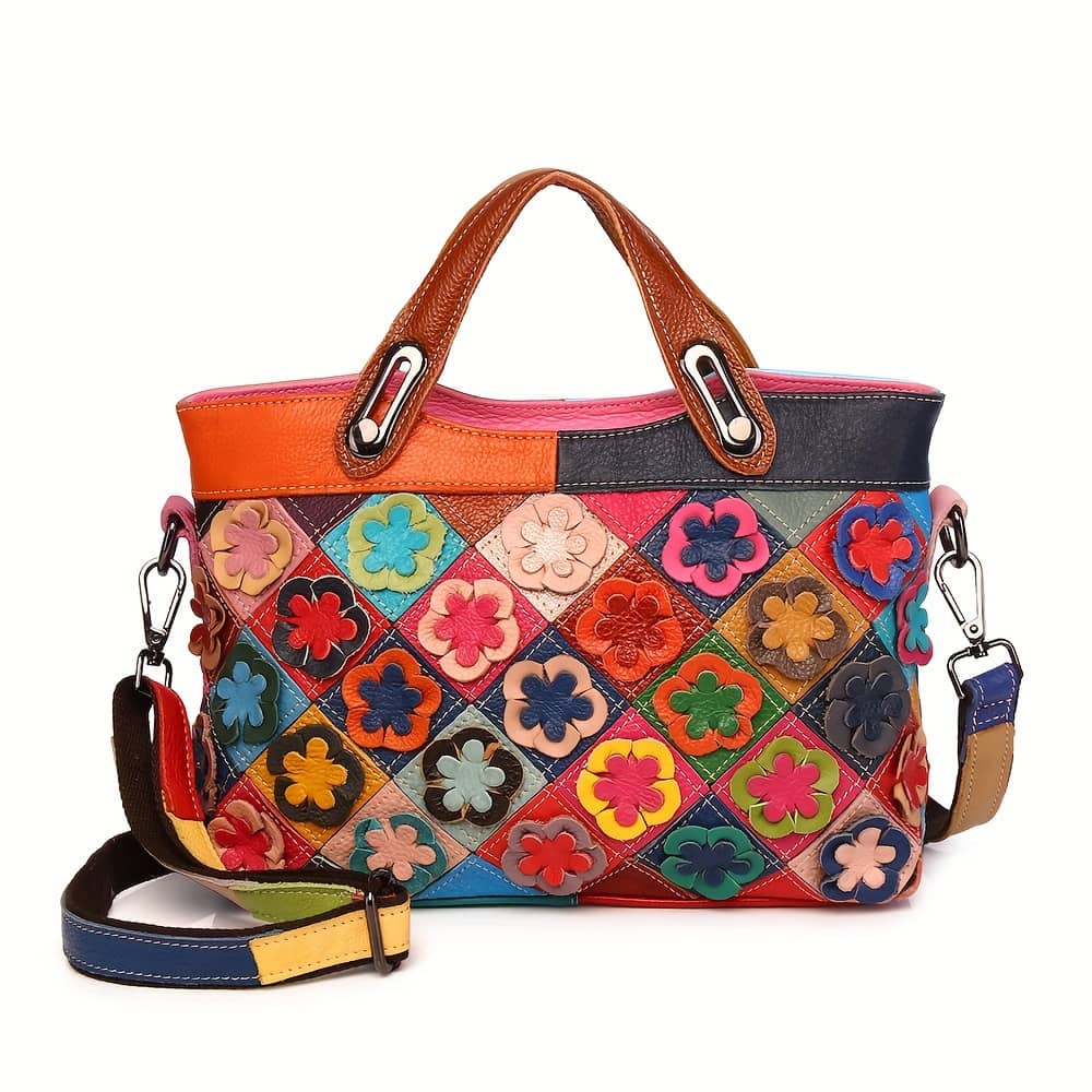 Handmade 3d Floral Genuine Leather Crossbody Bag – Vibrant Multicolor Flower Design, Adjustable Strap, Elegant Women’s Shoulder Handbag Clothing, Shoes & Jewelry Shop Online at Dubai Trades 2