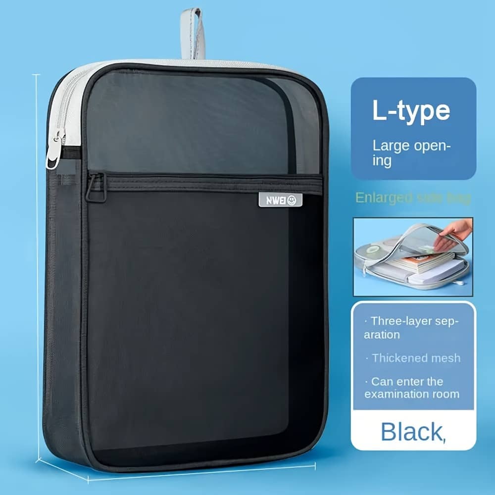 L-shaped Pouch – Transparent, Portable Document & Test Organizer For And Office Use Binder Accessories Shop Online at Dubai Trades 2
