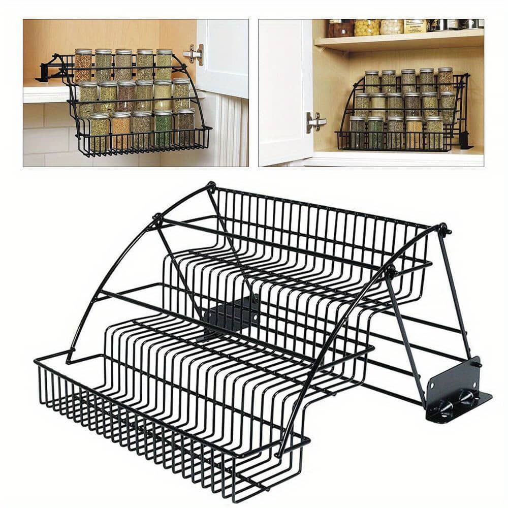 Ldq 3-tier Pull-down Spice Rack – Space-saving Kitchen Organizer For Spice Jars, Easy- Metal Storage Shelf With Retractable Design Business, Industry & Science Shop Online at Dubai Trades 2