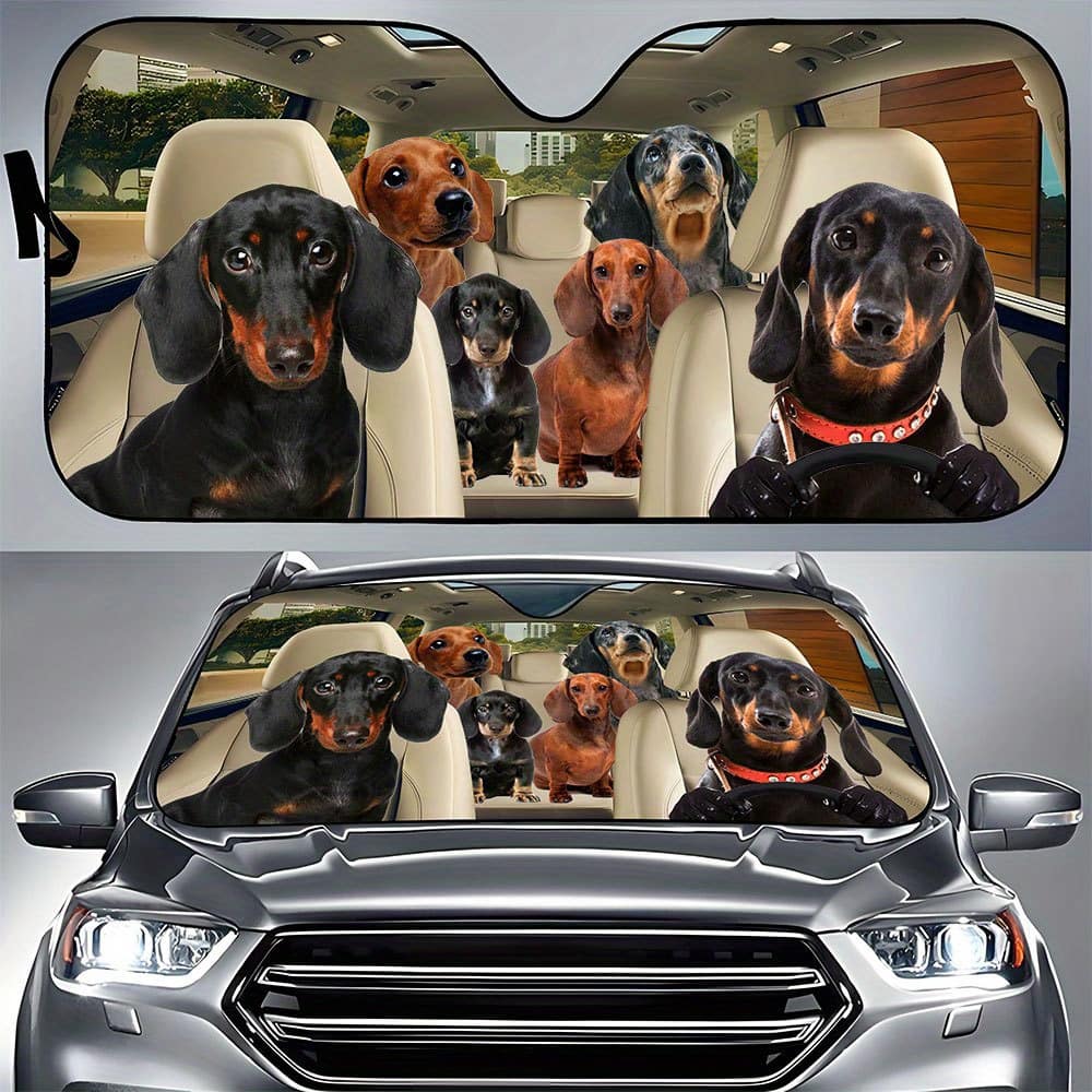 Mini Dachshund Car Sunshade, Mini Dachshund Car Decoration, Dog Windshield, Dog Lovers Gift, Dog Car Sunshade, Car Decoration Automotive Shop Online at Dubai Trades 2