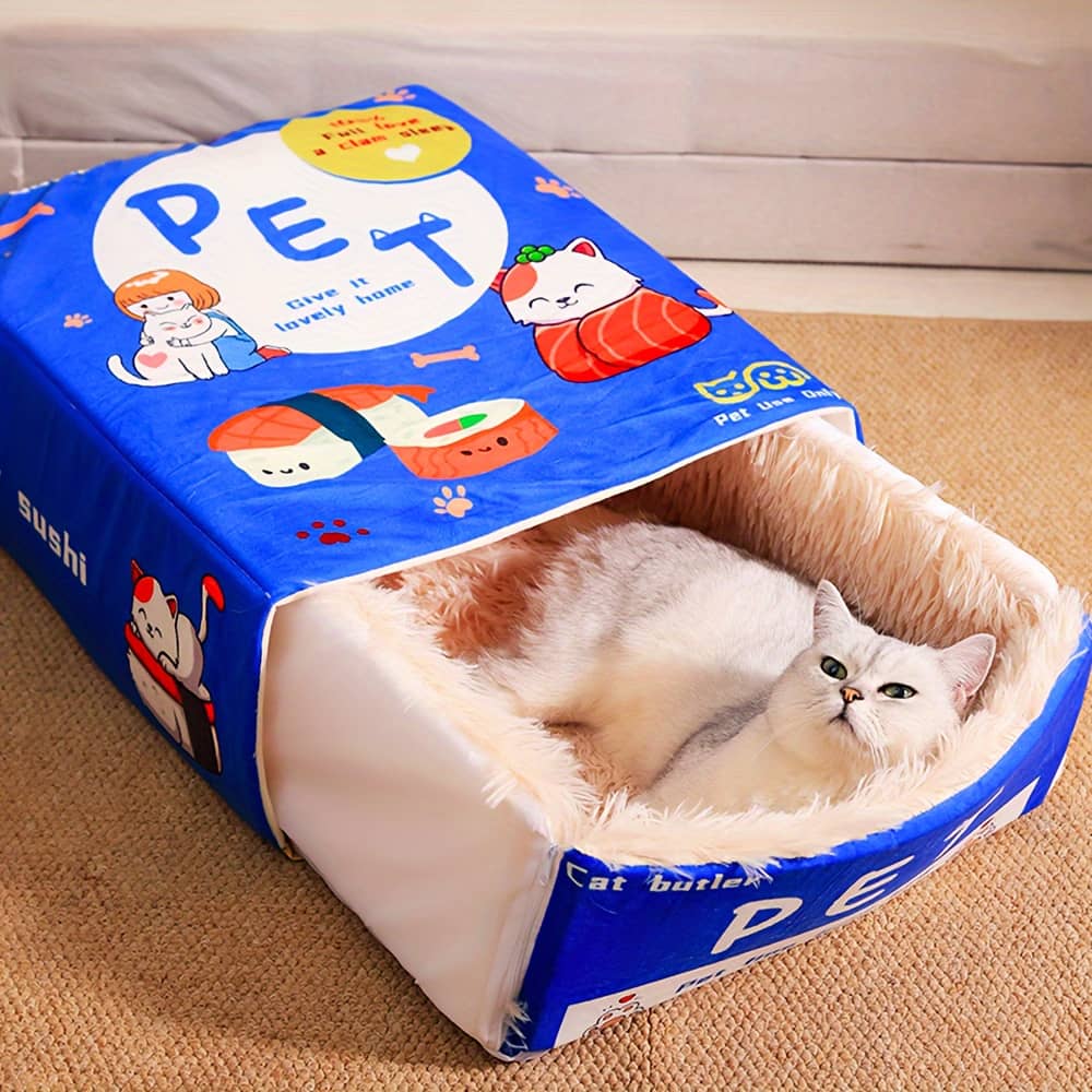 Rectangular Fully Enclosed Cat Bed, Snack Box Pet Bed, Universal Pet Bed For , Winter Cat Bed, For Cats, New Year’s Gift, Giving A Crates, Houses & Pens Shop Online at Dubai Trades 2
