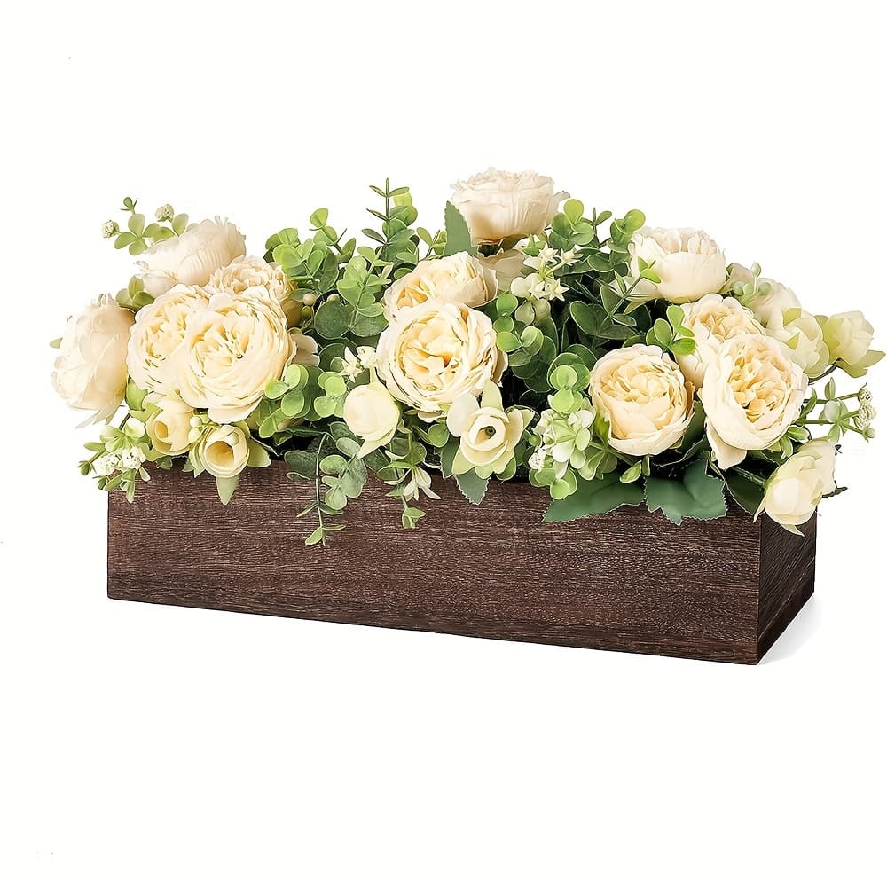 Set, Flower Centerpiece Table Decorations For Dining Room, Room Coffee Table Decor Wood Tray With Artificial Flowers Centerpieces Shop Online at Dubai Trades 2