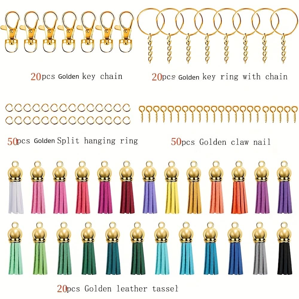 Set Of 160pcs Including Key Rings, Jump Rings, Pendants, And Leather Tassels For Crafting Jewelry And Decorative Art Projects. Clothing, Shoes & Jewelry Shop Online at Dubai Trades 2
