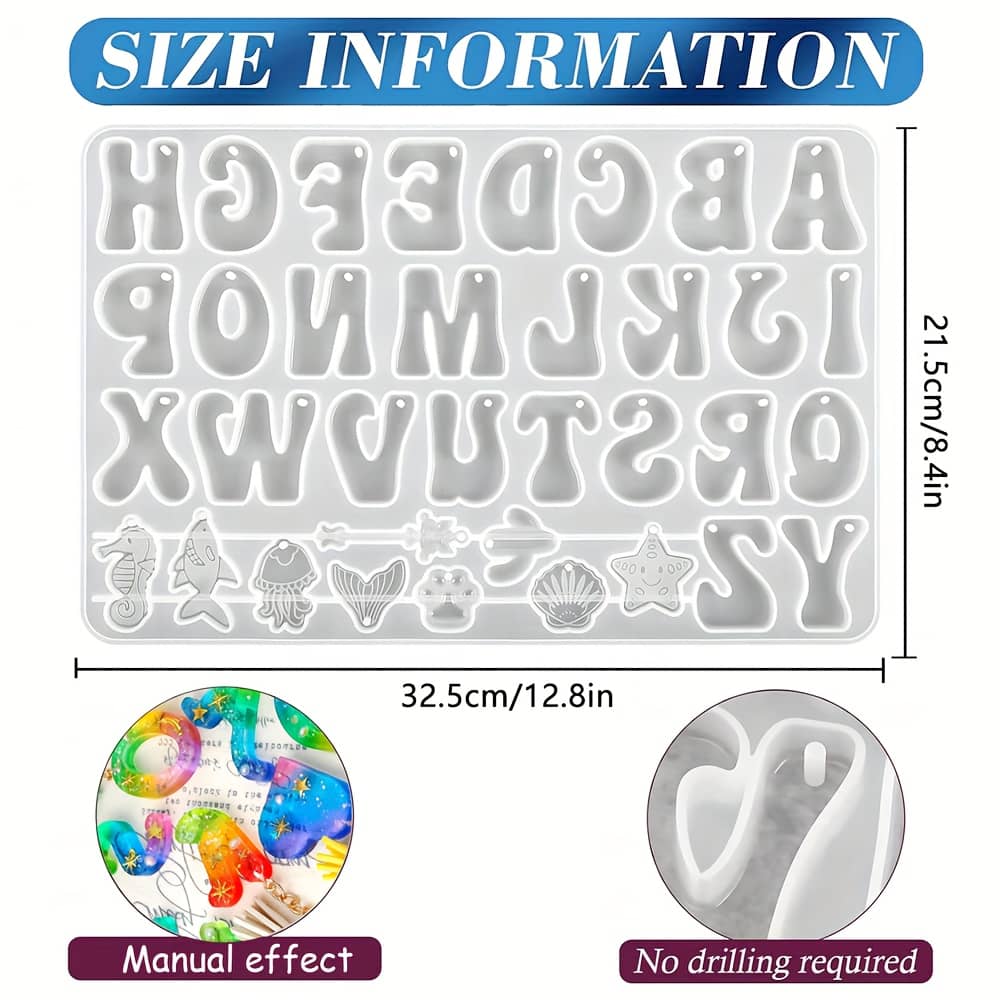 Silicone Resin Casting Molds Set With Alphabet Reverse Letter Shaped For Diy Keychain And Jewelry Pendants, Epoxy Resin Moulds With Hanging Hole Arts, Crafts & Sewing Shop Online at Dubai Trades 2