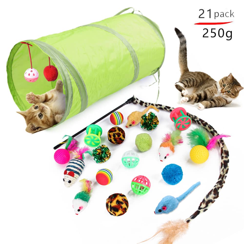 Myuilor Interactive Cat Toy Set, 3-in-1 Cat Tunnel, 2-in-1 Cat Tunnel, Fluffy Mouse, Cat Wand, Cat Ball, Polyester Material, Artificial Feathers, Without Battery Cats Shop Online at Dubai Trades 2