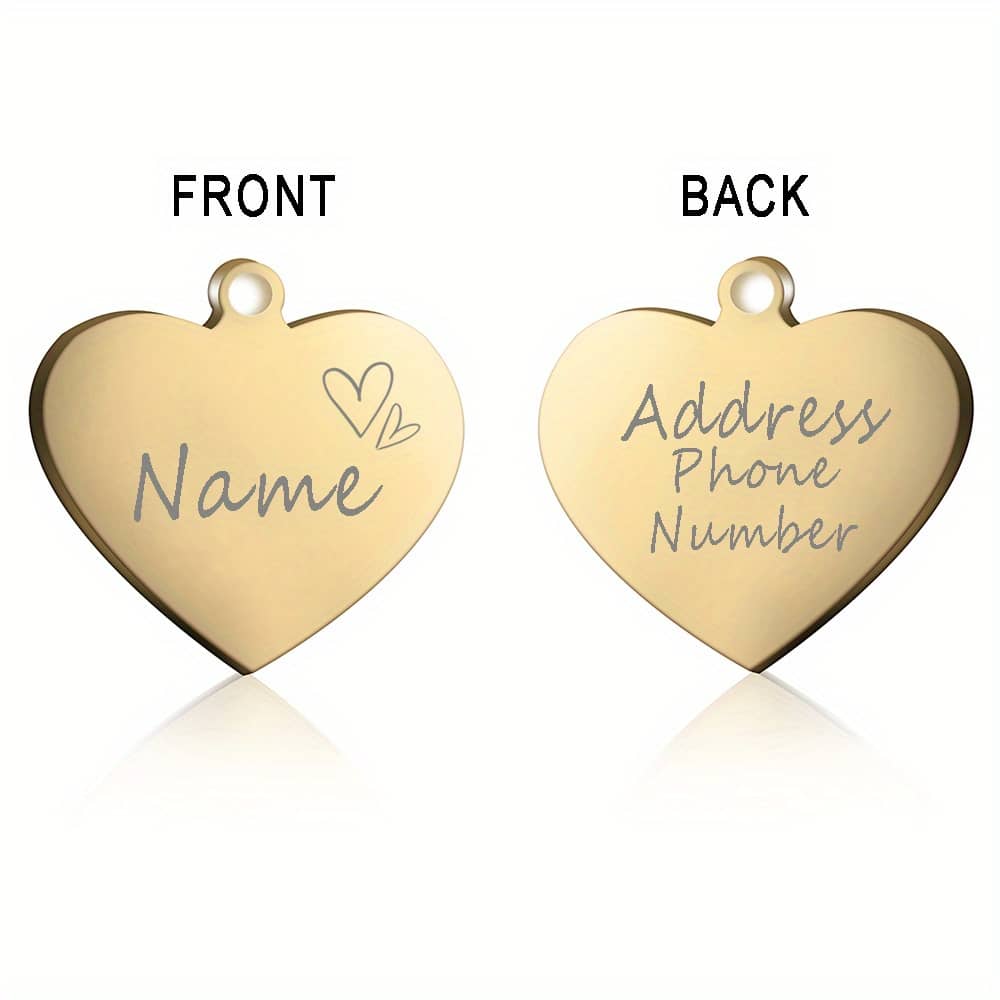 Personalized Heart-shaped Gold Dog/cat Id Tag – Custom Engraved Pet Collar Pendant Collar Charms Shop Online at Dubai Trades 2