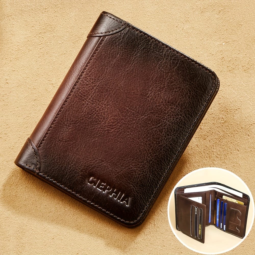 Vintage Trifold Rfid Leather Wallets, Short Multifunctional Id Credit Card Holder, Business Casual Money Bag Coin Purse Father’s Day Gifts Accessories Shop Online at Dubai Trades 2
