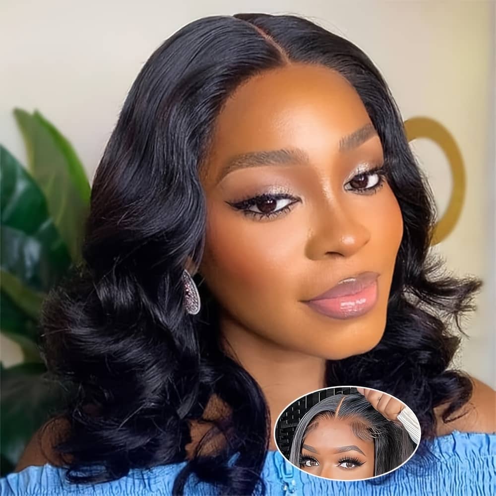 Wear And Go Glueless Bob Wigs Human Hair Pre Plucked Body Wave 4×4 Lace Closure Wigs For Women Pre Cut Lace Human Hair Hd Transparent Lace Front Wigs For Beginners 180% Beauty & Personal Care Shop Online at Dubai Trades 2