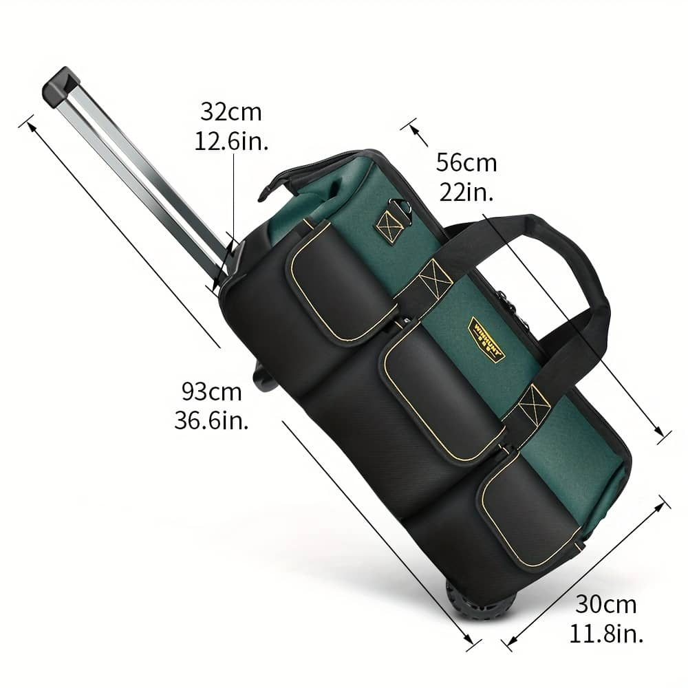 Winhunt Heavy-duty Tool Bag – Large Green & Black Oxford Cloth Rolling Toolbox With Wheels, For Electricians And Diy Projects Business, Industry & Science Shop Online at Dubai Trades 2