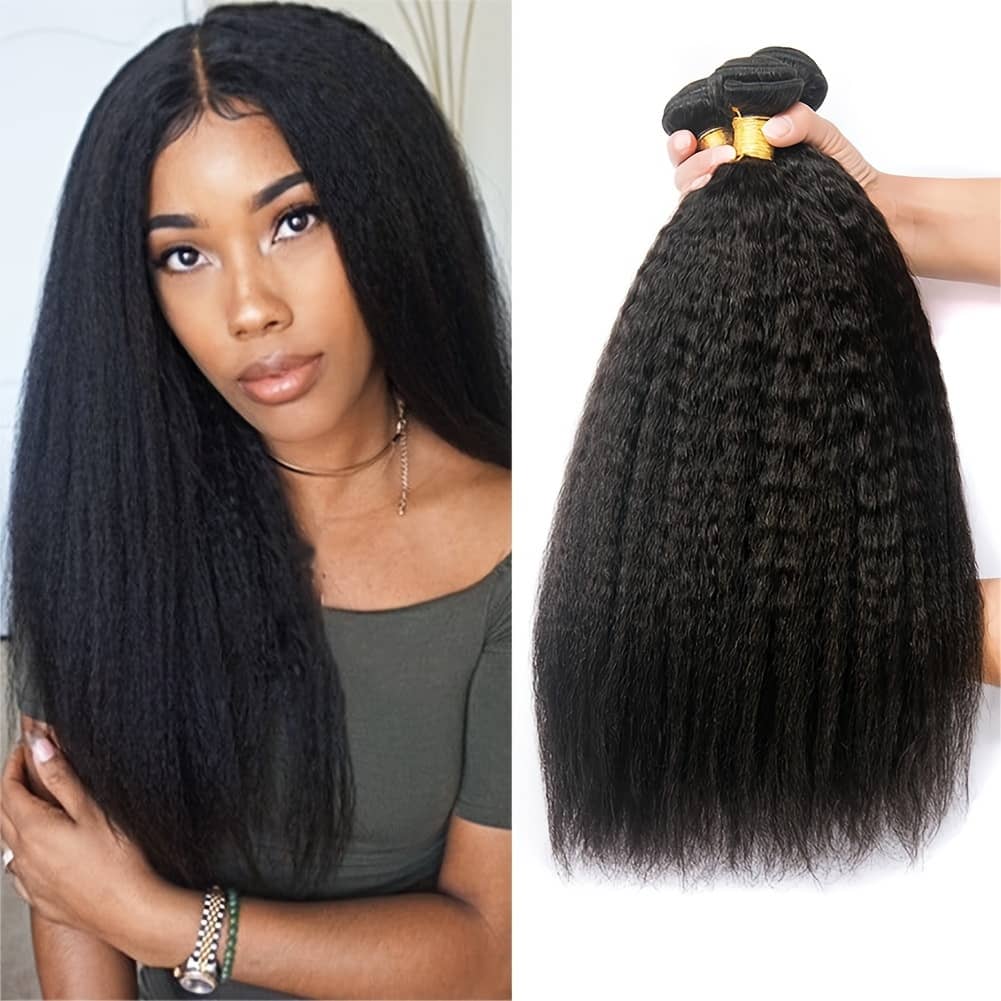 3 Bundles Brazilian Kinky Straight Human Hair Weave – Virgin Remy Hair Extensions, Natural Black For Women, Long & Smooth Texture For Volume & Length Enhancement Beauty & Personal Care Shop Online at Dubai Trades 2