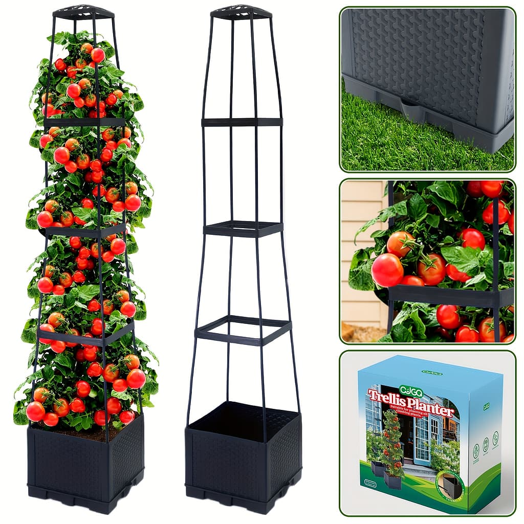 1 Pack 57 Inch Tomato Planting Box With Trellis, Self Watering, Tomato Cage With Ladder Trellis, Climbing Plants, Yard, Garden, Indoor, Outdoor. Gardening & Lawn Care Shop Online at Dubai Trades 2