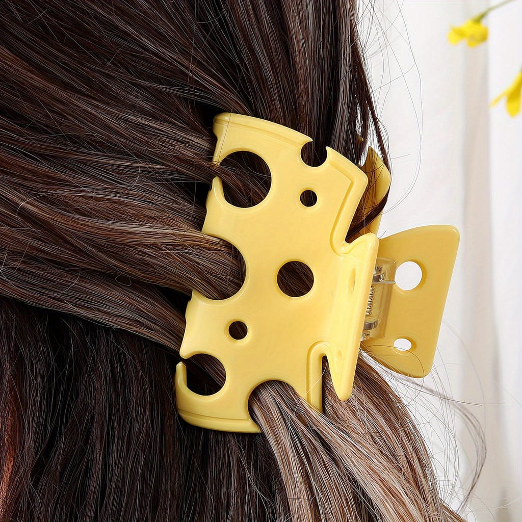 1 Pack Claw Hollow Cheese Shaped Hair Clips Nonslip Ponytail Holder Cute Hair Claw For Women Daily Use Beauty & Personal Care Shop Online at Dubai Trades 2