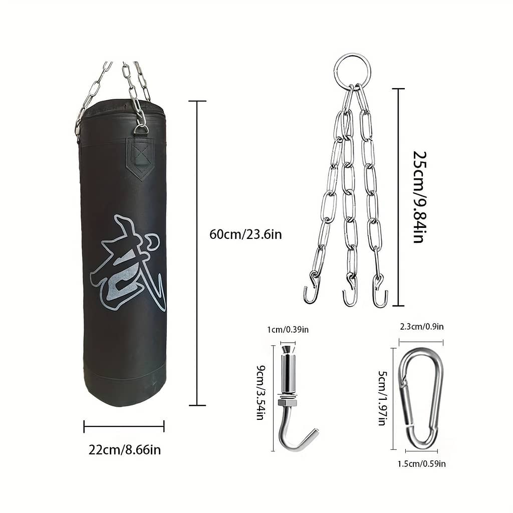 1 Set 60cm Hanging Boxing Sandbag, Martial Arts Combat Training Sandbag, Equipped With Hooks And Stainless Steel Chains – Boxing Shop Online at Dubai Trades 2
