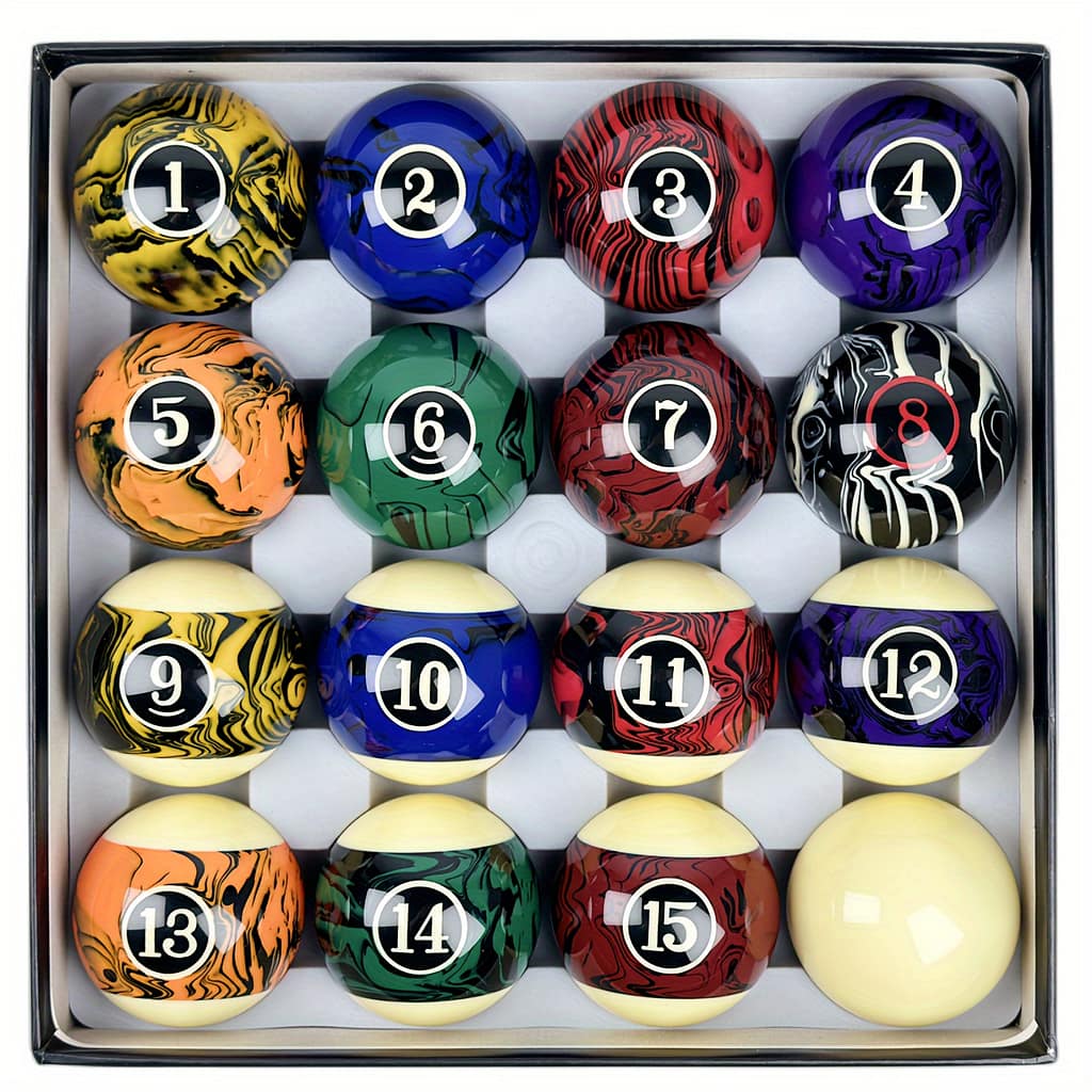 1 Set Of 16 Marble Pattern Standard Size 57.2mm Pool Dream Balls Black And White Available Billiard Balls Shop Online at Dubai Trades 2