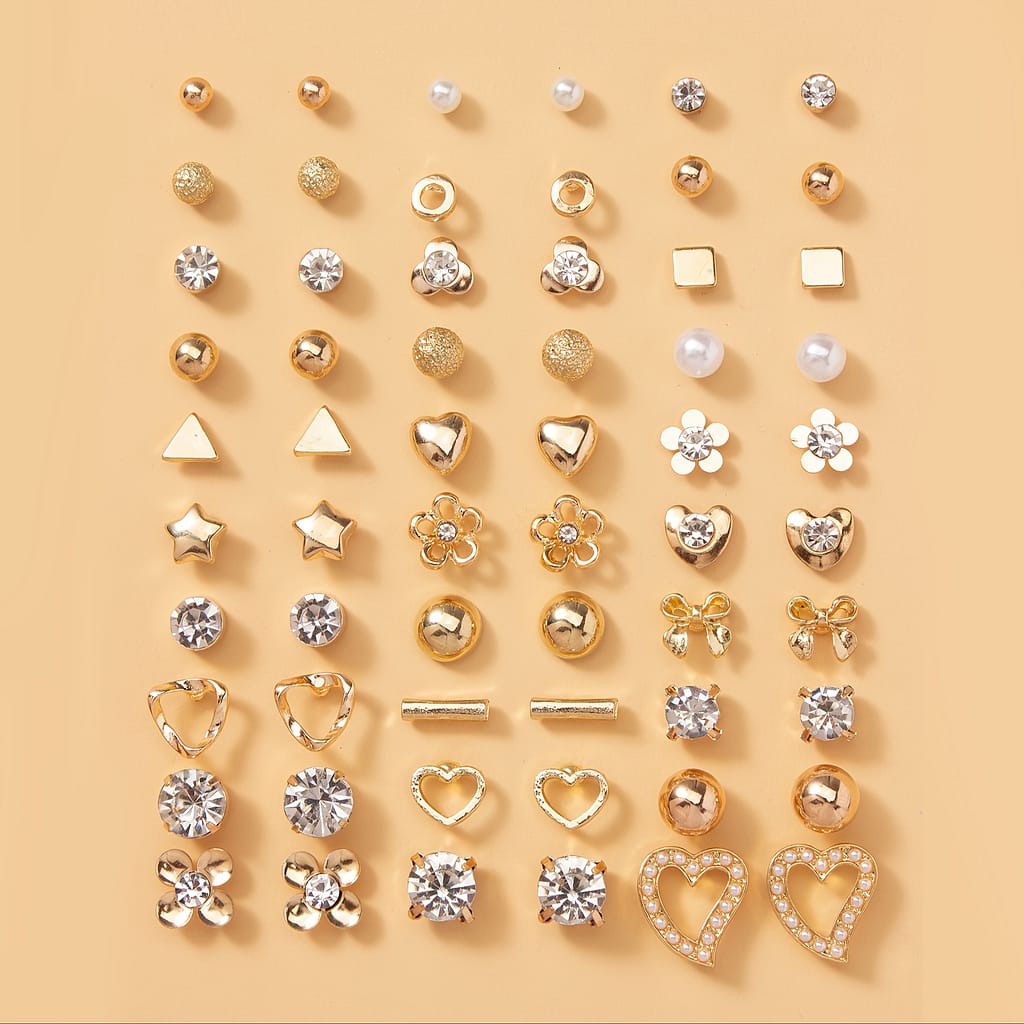 1 Set Of 30 Pairs Pearl Crystal Women’s Metal Wing Gift Festival Luxury Exquisite Earring Set Clothing, Shoes & Jewelry Shop Online at Dubai Trades 2