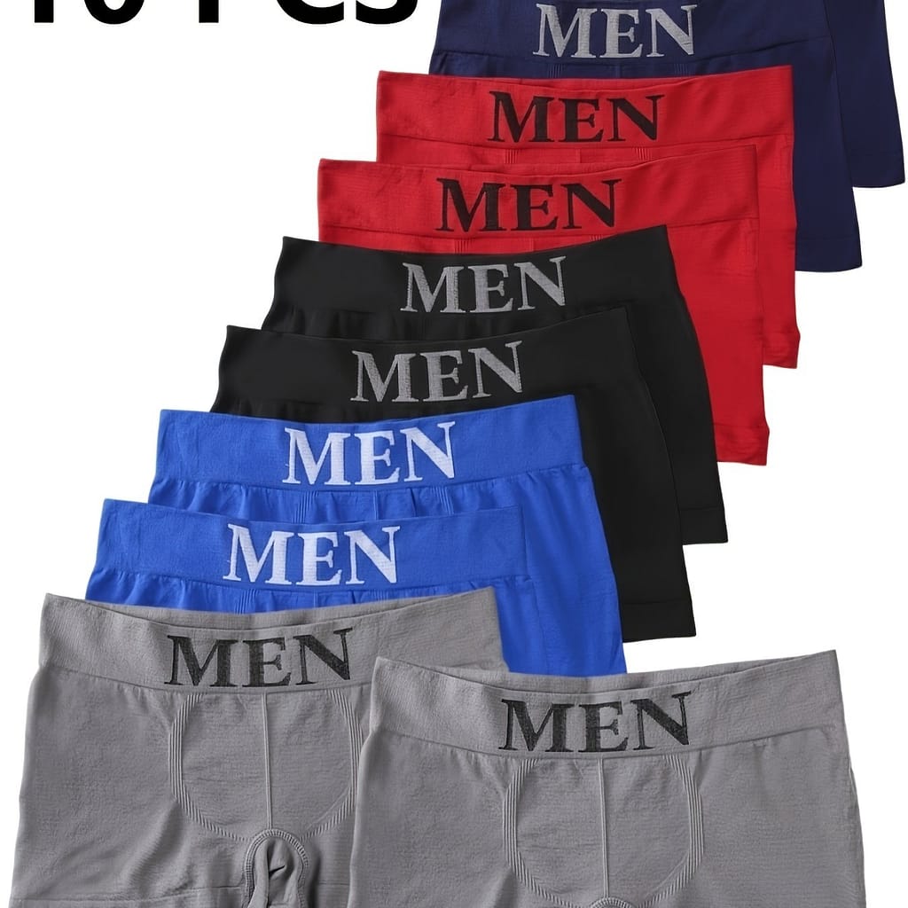 10-pack Men’ Boxer Briefs, Modal 90% Spandex 10% High Stretch Knit Fabric, Fit Underwear With Alphabet Pattern, Casual Wear Boxer Briefs Shop Online at Dubai Trades 2