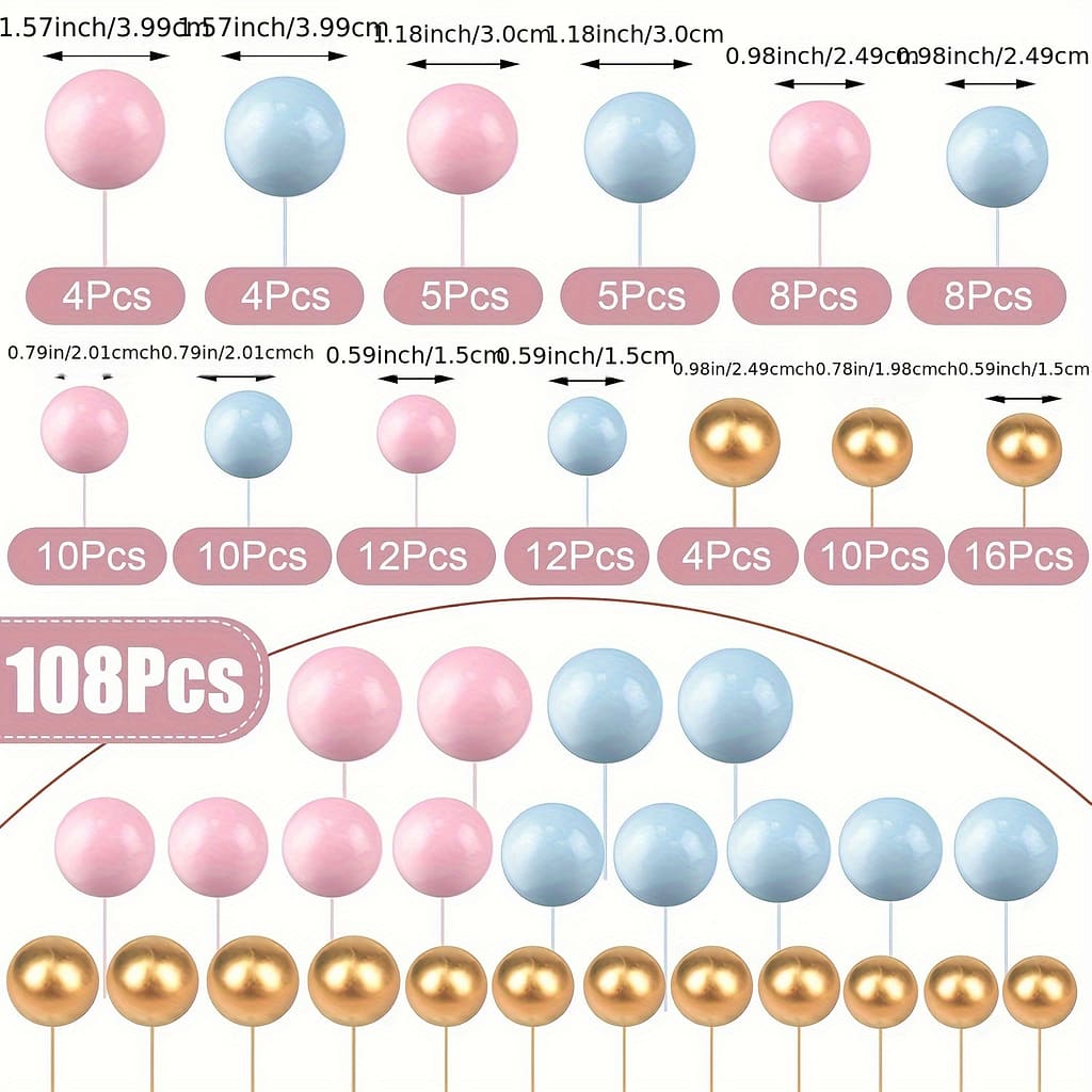 108pcs Blue, Pink, And Balls Cake Toppers – Christmas, Halloween, Easter, Hanukkah, Thanksgiving, And Birthday Decorations – Safe For Food Contact Bakeware Shop Online at Dubai Trades 2