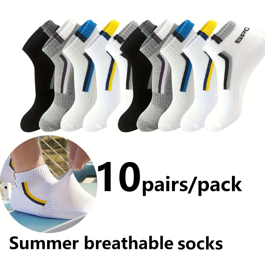 10pairs/20pairs/30pairs Spring/summer Thin Breathable Men’s Short Socks, Comfortable And Breathable, Casual Travel Men’s Socks Clothing Shop Online at Dubai Trades 2