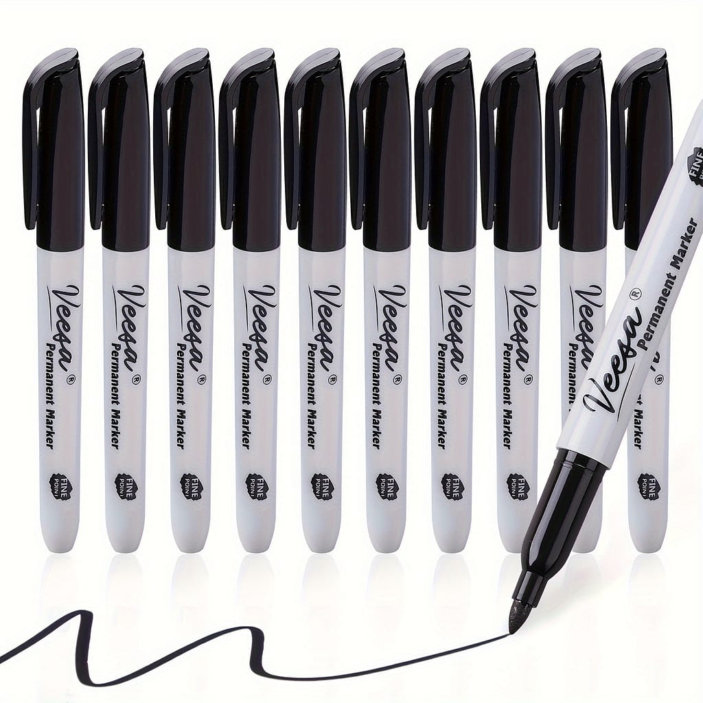 10pcs Black Permanent Markers Fine Tip, Waterproof, Proof, Quick Drying For Office School Supplies Markers & Highlighters Shop Online at Dubai Trades 2