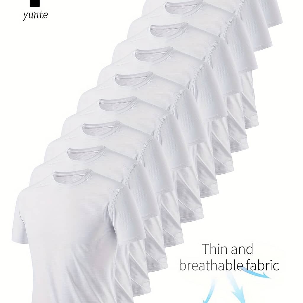 10pcs Yunté Men’s Quick-dry T-shirts – Breathable, Sweat-wicking Fabric For Gym, Running & Fitness | Comfortable Short Sleeve Crew Neck Tops For Sports Training Active Shirts & Tees Shop Online at Dubai Trades 2