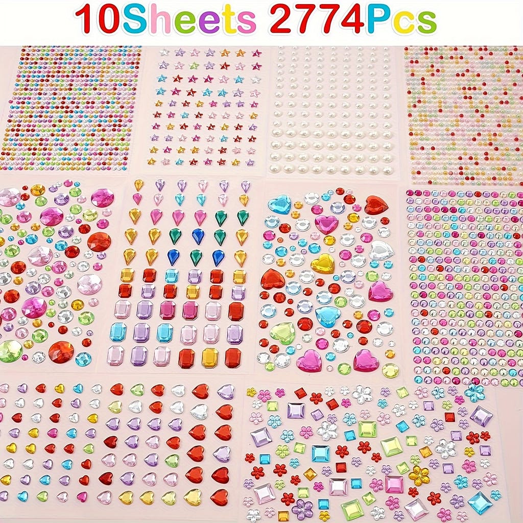 10sheet Gem Stickers Jewels For Crafts – Self Adhesive Rhinestone Jewel Stickers 2774pcs Acrylic Bling Heart Stickers Face Gems Glitters Diy Makeup Beauty & Personal Care Shop Online at Dubai Trades 2
