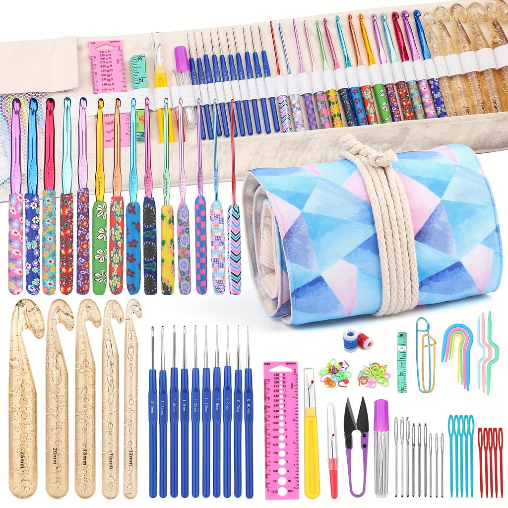 116 Piece Crochet Hooks Set With Ergonomic Handles, Mixed Color Metal Needles, Crochet Kit With Storage Bag And Accessories For Beginners And Enthusiasts Arts, Crafts & Sewing Shop Online at Dubai Trades 2