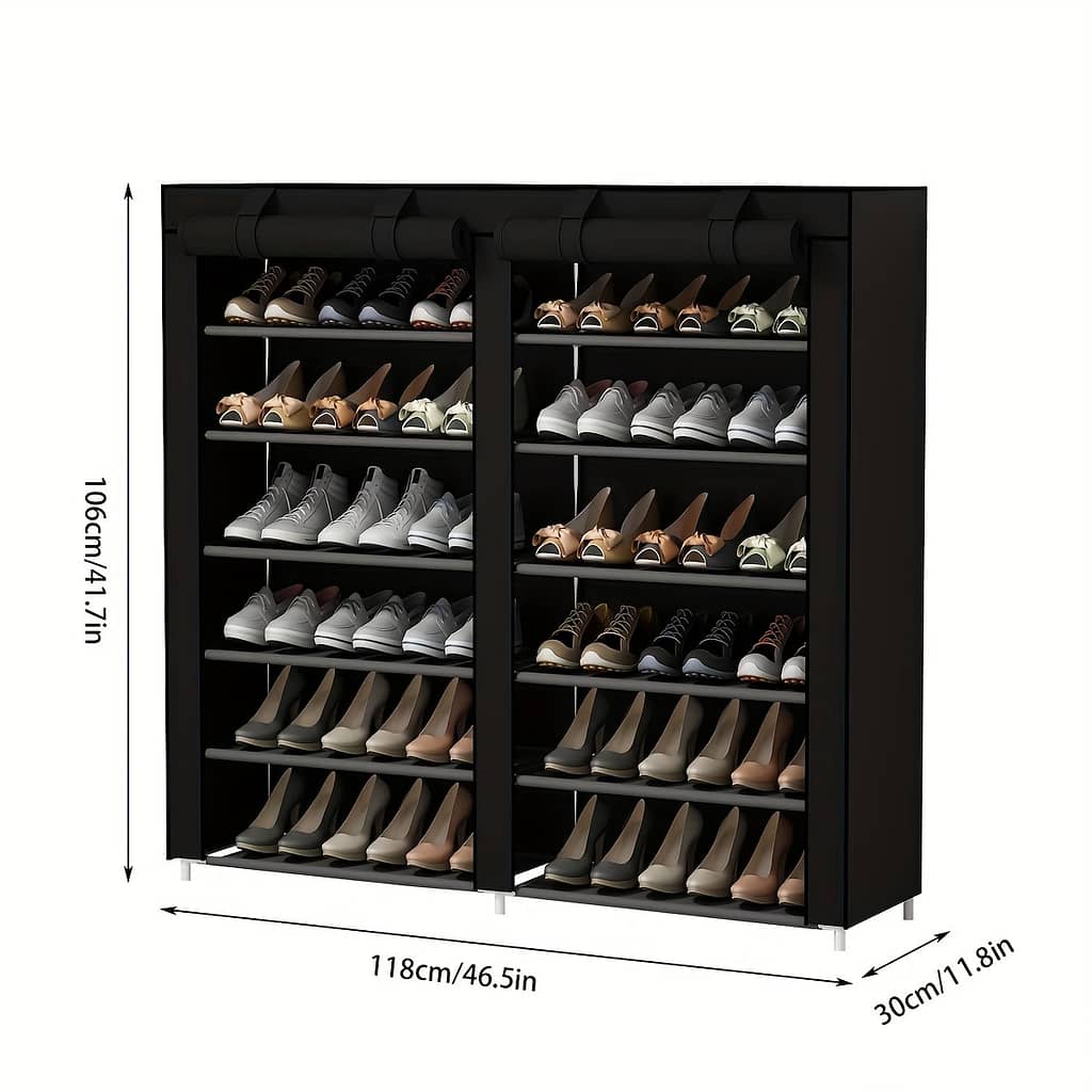 12-tier Canvas Shoe Rack, Shoe Cabinet, Free-standing Shoe Organizer For Living Room And Hallway, Holds 36 Pairs Of Shoes With Dustproof Cover, 1pc Clothing & Closet Storage Shop Online at Dubai Trades 2